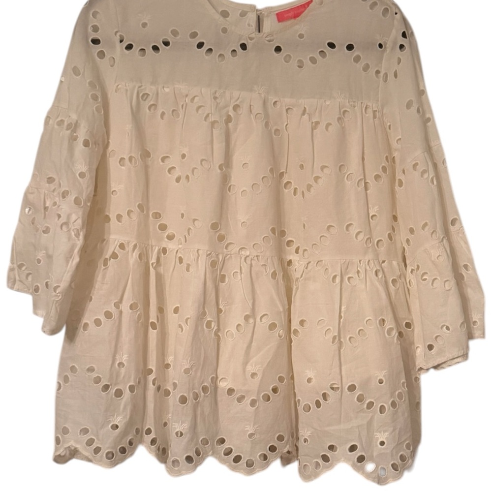 Simply Southern White Eyelet Tiered Bell-Sleeve Top - Picture 4 of 4